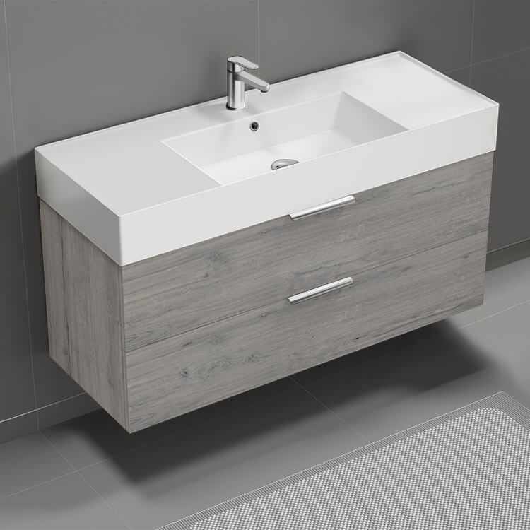 Bathroom Vanity Floating Bathroom Vanity, Modern, 48 Inch, Chrome Handles Nameeks DERIN503